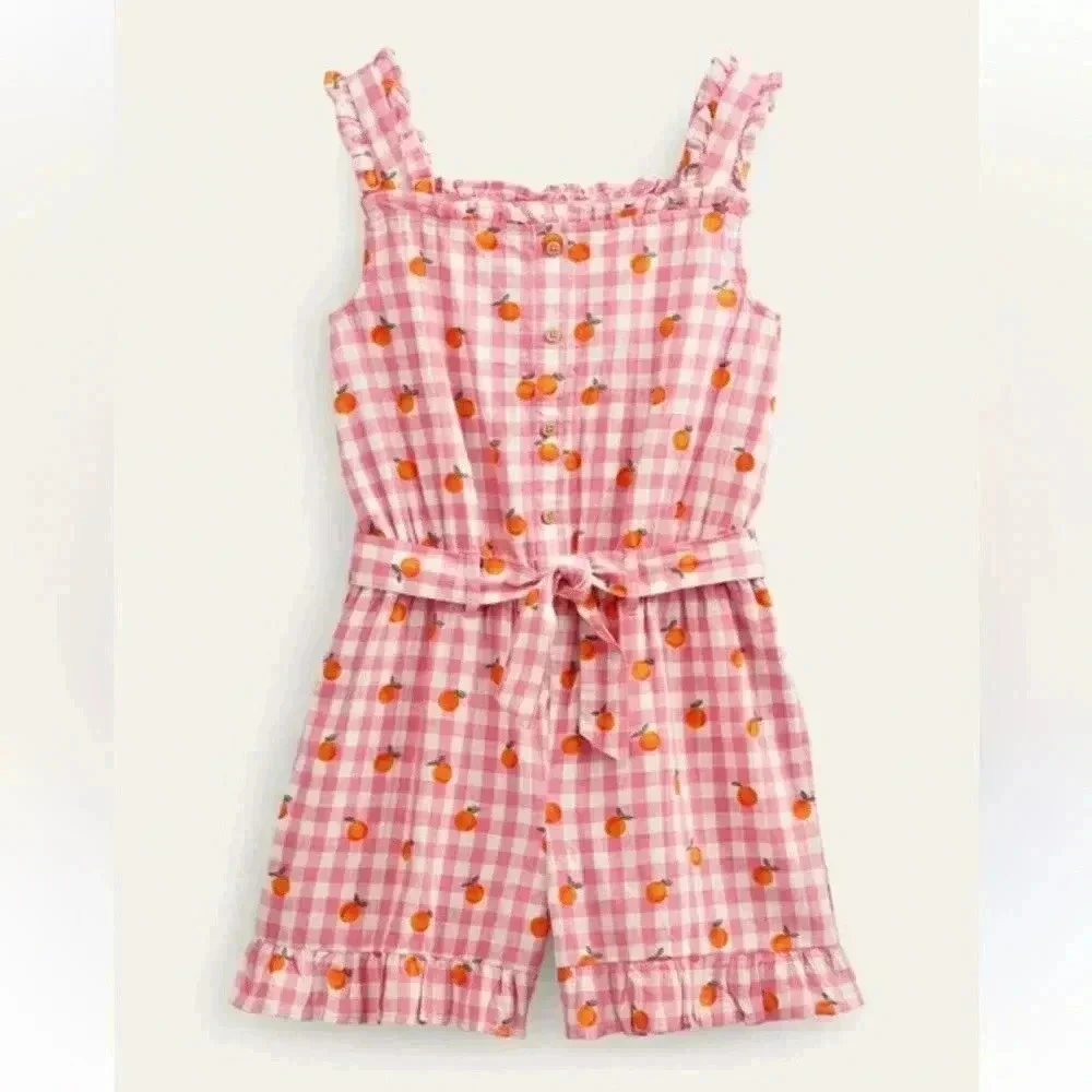 BODEN KIDS Mini Boden Kids' Linen-cotton Ruffle Romper